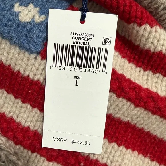 New Polo Ralph Lauren Wool Iconic Flag Sweater Roll Neck America USA - Picture 6 of 9